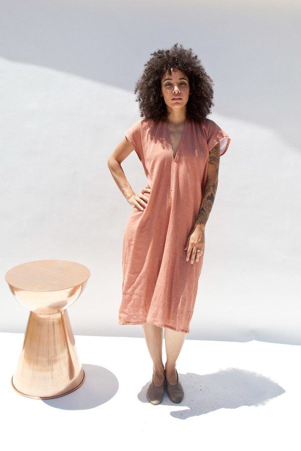 Miranda Bennett Everyday Dress, Lined Cotton Gauze in Noon Miranda Bennett Everyday Dress, Lined Cotton Gauze in Noon