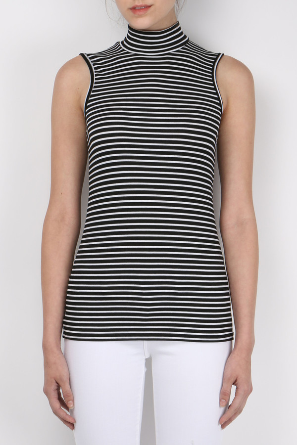 ATM Striped Sleeveless Mock Neck ATM Striped Sleeveless Mock Neck