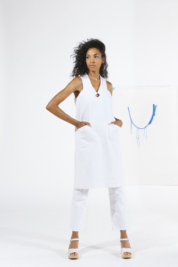 Carleen Diamond Neck Dress - White Carleen Diamond Neck Dress - White