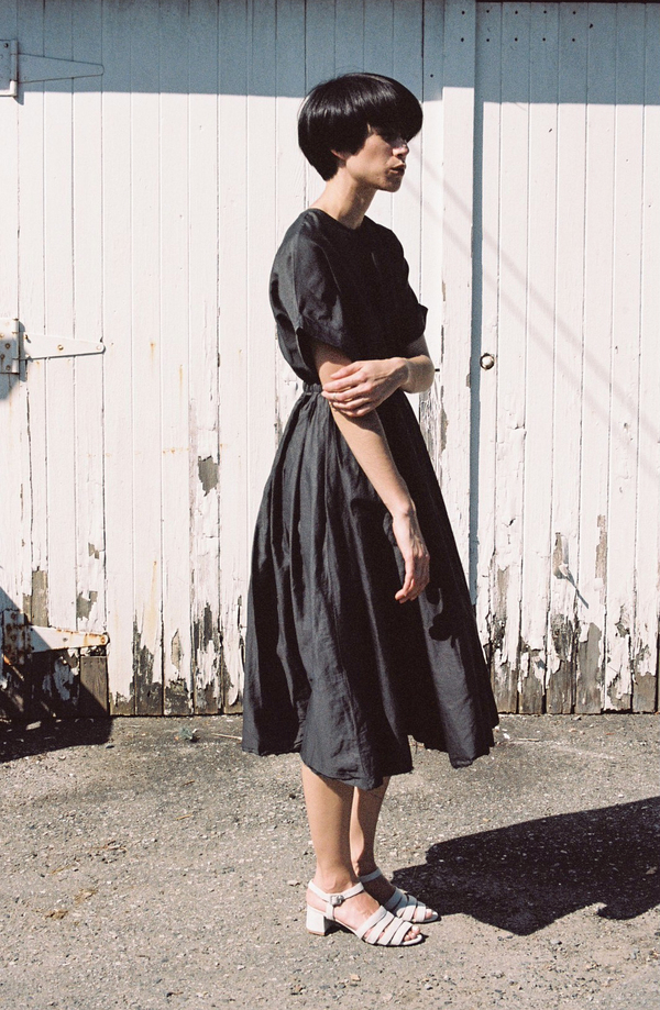 Black Crane Pleated Dress - charcoal Black Crane Pleated Dress - charcoal