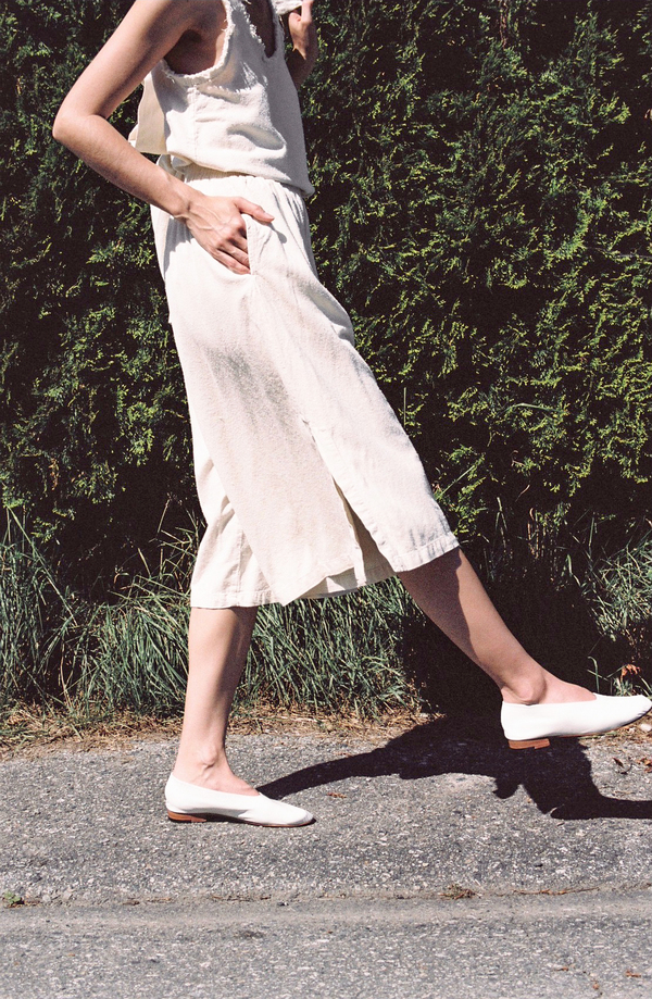 Black Crane Slit Wide Culotte - cream Black Crane Slit Wide Culotte - cream