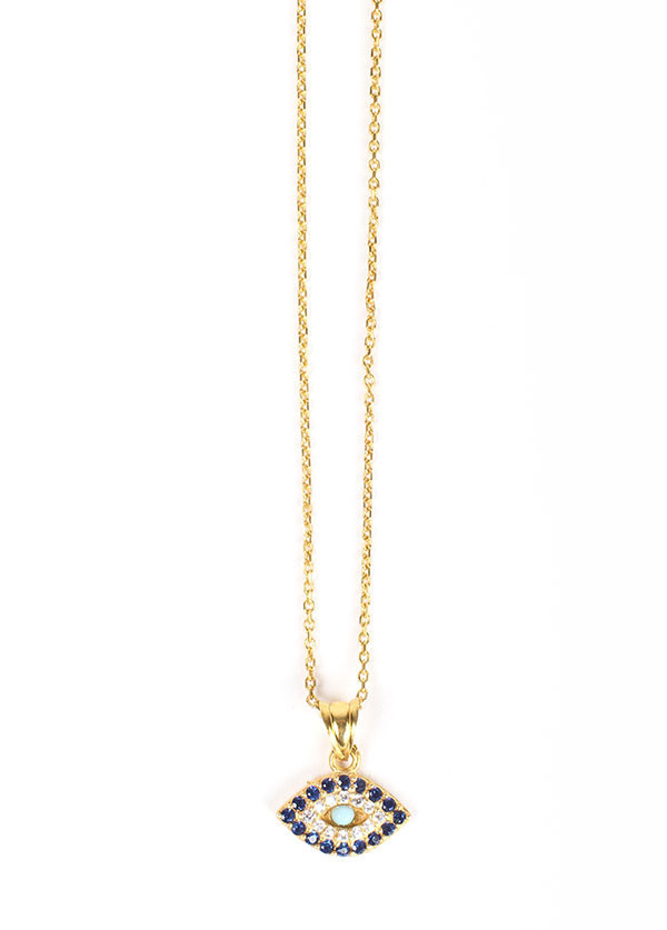Blee Inara CZ Eye Charm Necklace in Plated Gold Blee Inara CZ Eye Charm Necklace in Plated Gold
