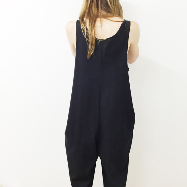 Laurs Kemp Black Raw Silk Ulli Jumpsuit Laurs Kemp Black Raw Silk Ulli Jumpsuit