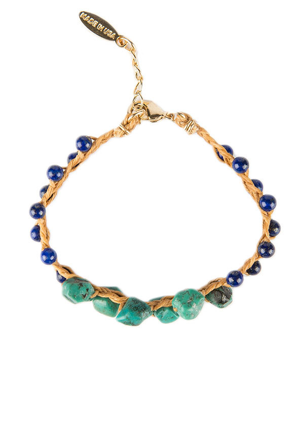 Ettika - Linen Bracelet with Lapis Lazuli and Turquoise Ettika - Linen Bracelet with Lapis Lazuli and Turquoise