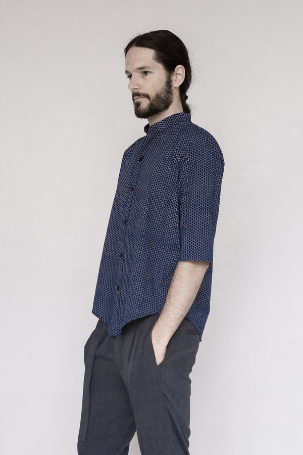 Assembly New York Printed Noncollar Shirt - Star Assembly New York Printed Noncollar Shirt - Star