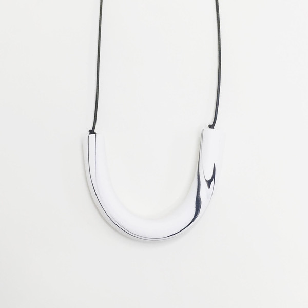 Sea + Pattern - White Marbled Bar Necklace Sea + Pattern - White Marbled Bar Necklace