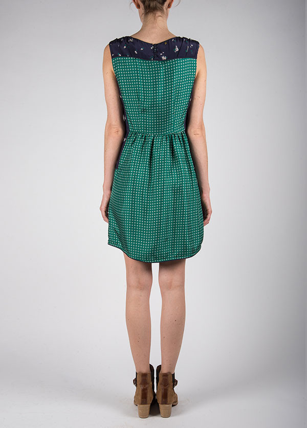 Harlyn - Blocked Two Pocket Dress in Emerald Scarf Print Harlyn - Blocked Two Pocket Dress in Emerald Scarf Print