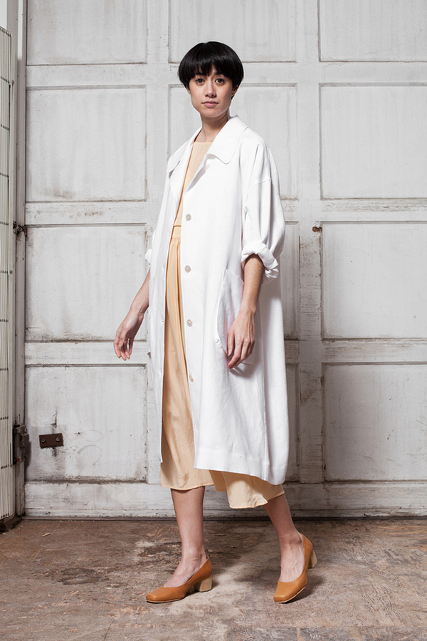 Horses Atelier Button Collar Patch Pocket Coat - white Horses Atelier Button Collar Patch Pocket Coat - white