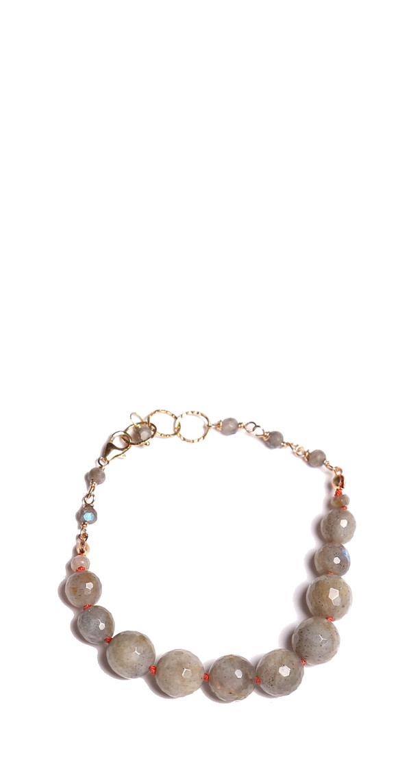 James and Jezebelle Labradorite with Coral Thread Bracelet James and Jezebelle Labradorite with Coral Thread Bracelet