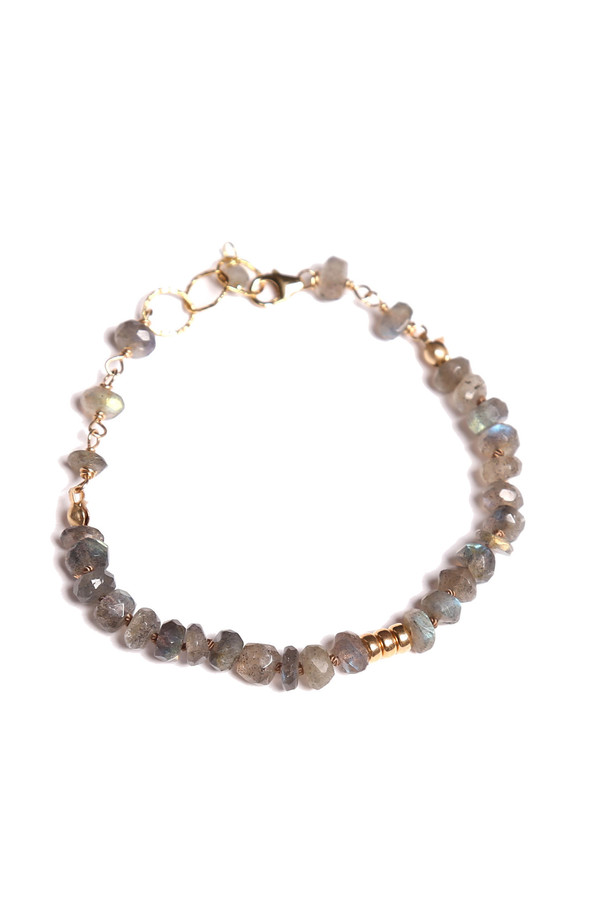 James and Jezebelle Labradorite with Gold Beads Bracelet James and Jezebelle Labradorite with Gold Beads Bracelet