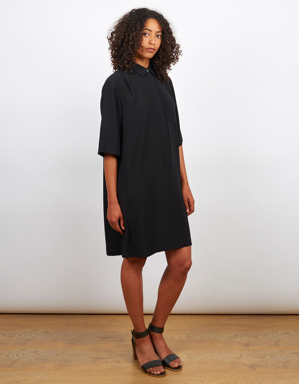 Filippa K Drapey Pull On Shirt Dress Black Filippa K Drapey Pull On Shirt Dress Black