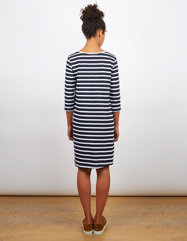 Kowtow Building Block Boat Neck Dress Navy & White Stripe Kowtow Building Block Boat Neck Dress Navy & White Stripe