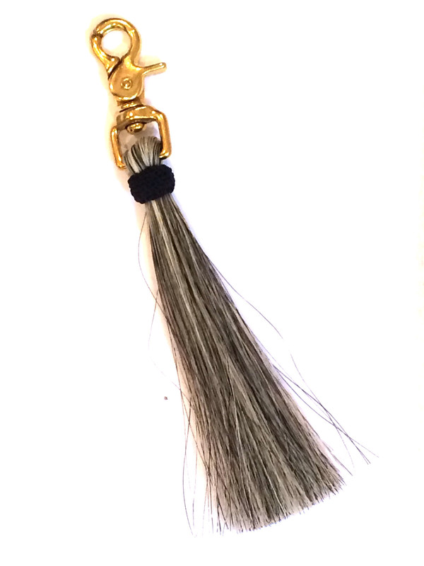 OLIVEVE grey horse hair tassel on brass clip OLIVEVE grey horse hair tassel on brass clip