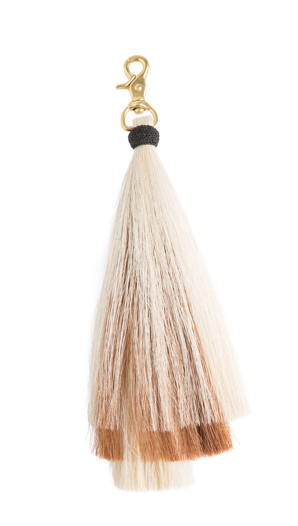 OLIVEVE triple bell horse hair tassel on brass clip-blonde/brown/blonde OLIVEVE triple bell horse hair tassel on brass clip-blonde/brown/blonde