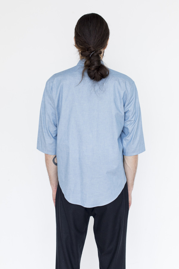 Assembly New York Chambray Noncollar Shirt Assembly New York Chambray Noncollar Shirt