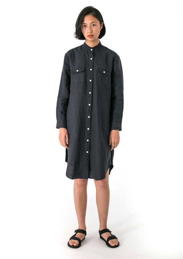 GOOD STUDIOS WOMENS HEMP LINEN MANDARIN COLLAR SHIRTDRESS GOOD STUDIOS WOMENS HEMP LINEN MANDARIN COLLAR SHIRTDRESS