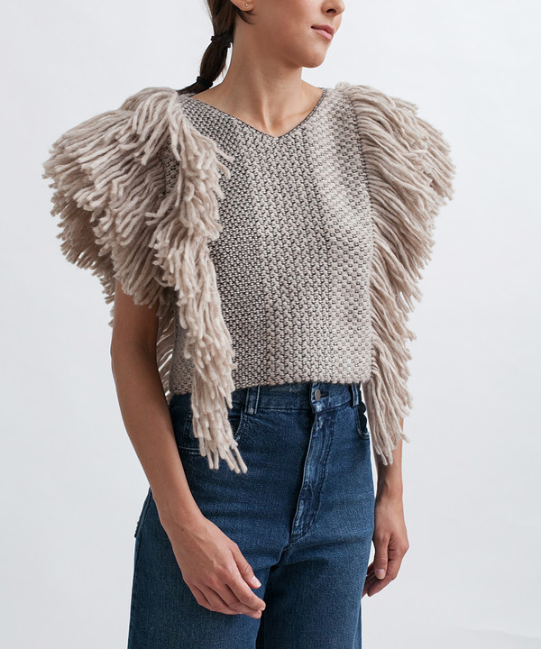 Rachel Comey Cropped Fringed Alpaca Vest in Camel Rachel Comey Cropped Fringed Alpaca Vest in Camel