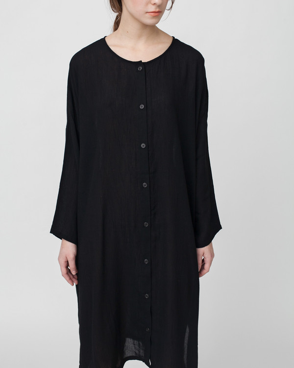 Revisited Matters Crushed Cotton Shirtdress in Black Revisited Matters Crushed Cotton Shirtdress in Black