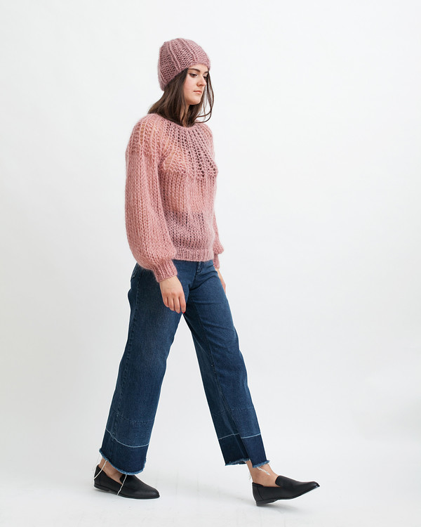 Maiami Mohair Pleated Sweater in Pink Maiami Mohair Pleated Sweater in Pink