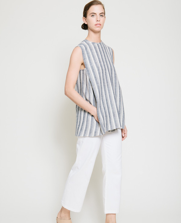 Gary Bigeni Safil Fold Top in Grey Stripe Gary Bigeni Safil Fold Top in Grey Stripe