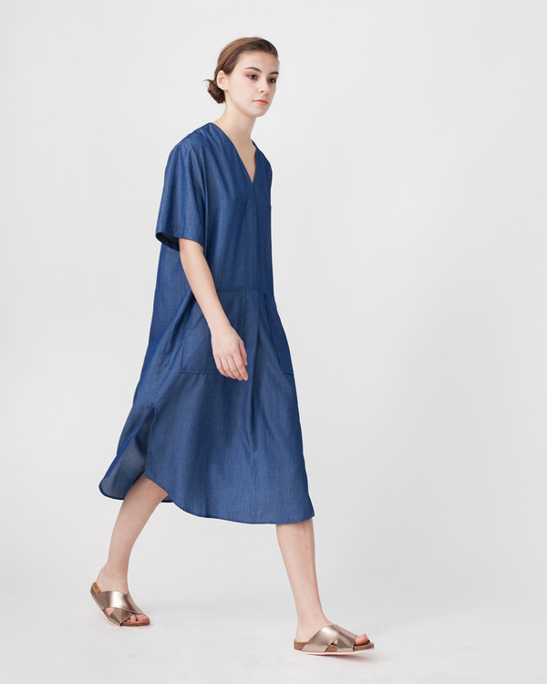 Achro Tencil Denim Dress in Dark Blue Achro Tencil Denim Dress in Dark Blue