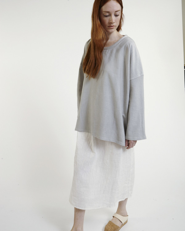 Revisited Matters Tubular Collar Sweatshirt in Blue Revisited Matters Tubular Collar Sweatshirt in Blue