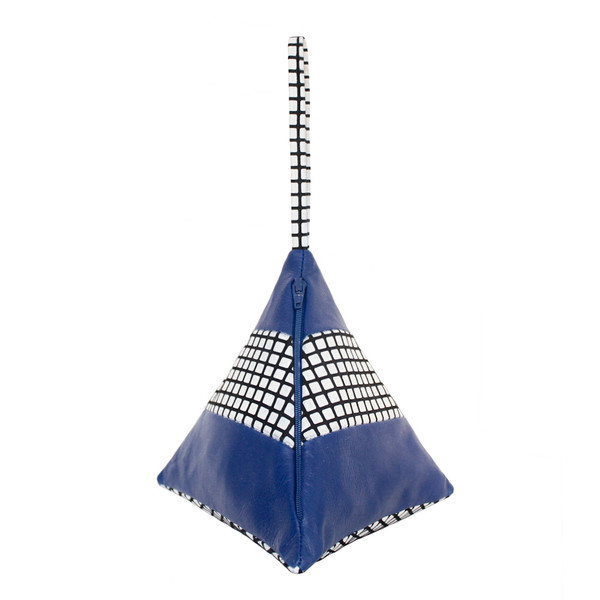 Striped Pyramid Bag in Blue Grid Striped Pyramid Bag in Blue Grid