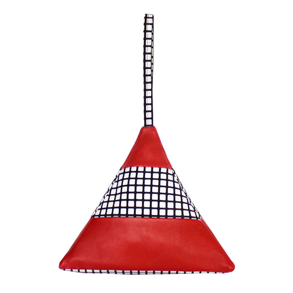 Striped Pyramid Bag in Red Grid Striped Pyramid Bag in Red Grid
