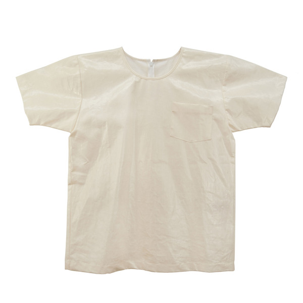 White T-Shirt in Coated Linen White T-Shirt in Coated Linen