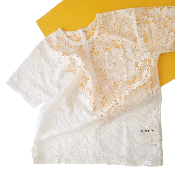 Slow and Steady Wins the Race White T-Shirt in Cream Lace Slow and Steady Wins the Race White T-Shirt in Cream Lace