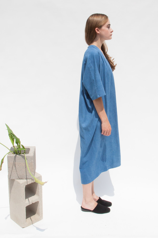 Miranda Bennett In-Stock: Muse Dress, Oversized, Silk Noil in Indigo Miranda Bennett In-Stock: Muse Dress, Oversized, Silk Noil in Indigo