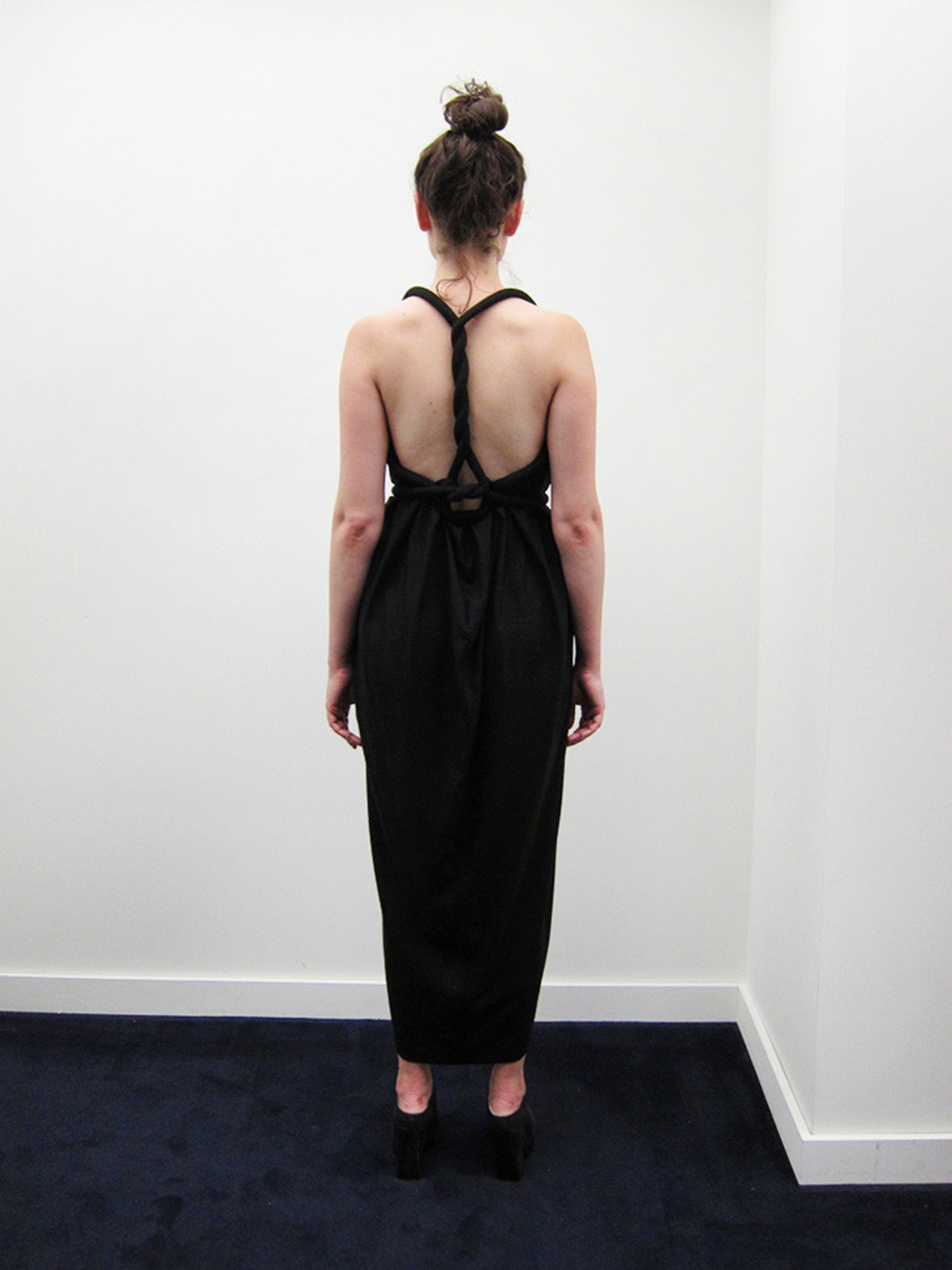 Electric Feathers Long Infinite Rope Dress, Black Garmentory