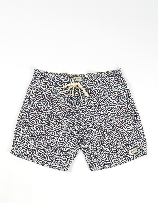 Men's Bather Printed Trunk Black White Men's Bather Printed Trunk Black White