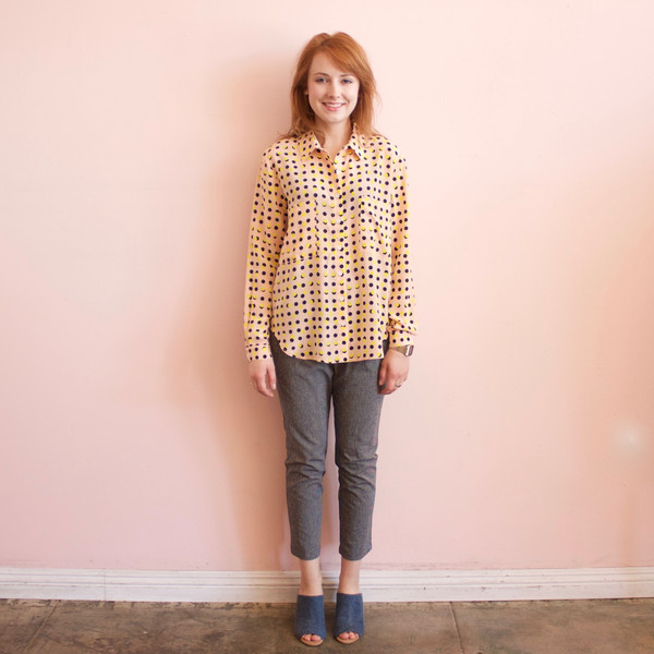 Dusen Dusen collared buttondown - peach double dot Dusen Dusen collared buttondown - peach double dot