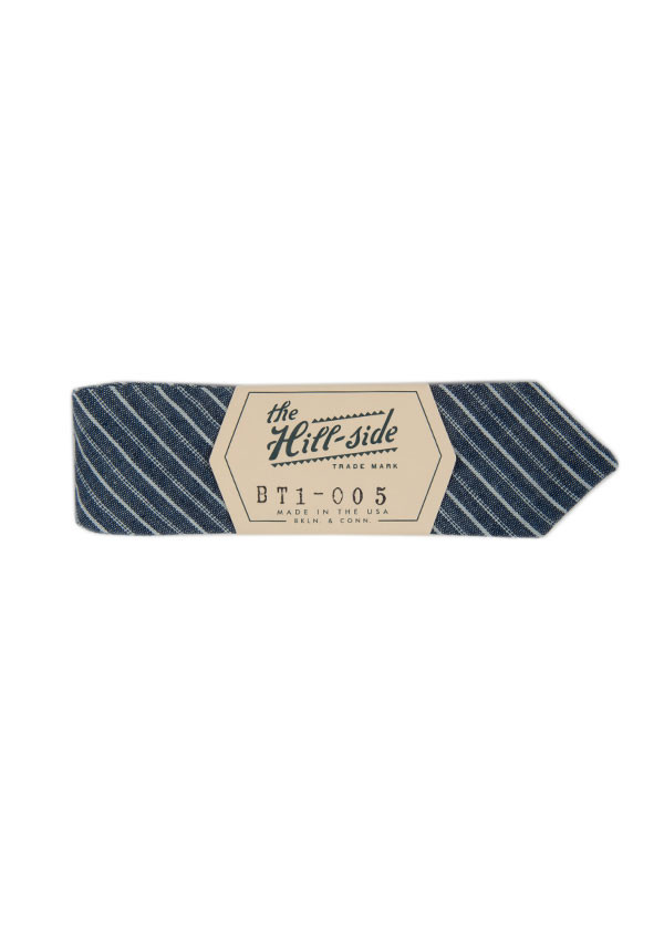 The Hill-Side - Selvedge Stripe Chambray Bow Tie, Indigo and White Stripe The Hill-Side - Selvedge Stripe Chambray Bow Tie, Indigo and White Stripe