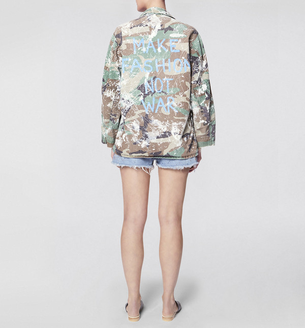 rialto jean project Make Fashion Not War Camo Jacket rialto jean project Make Fashion Not War Camo Jacket