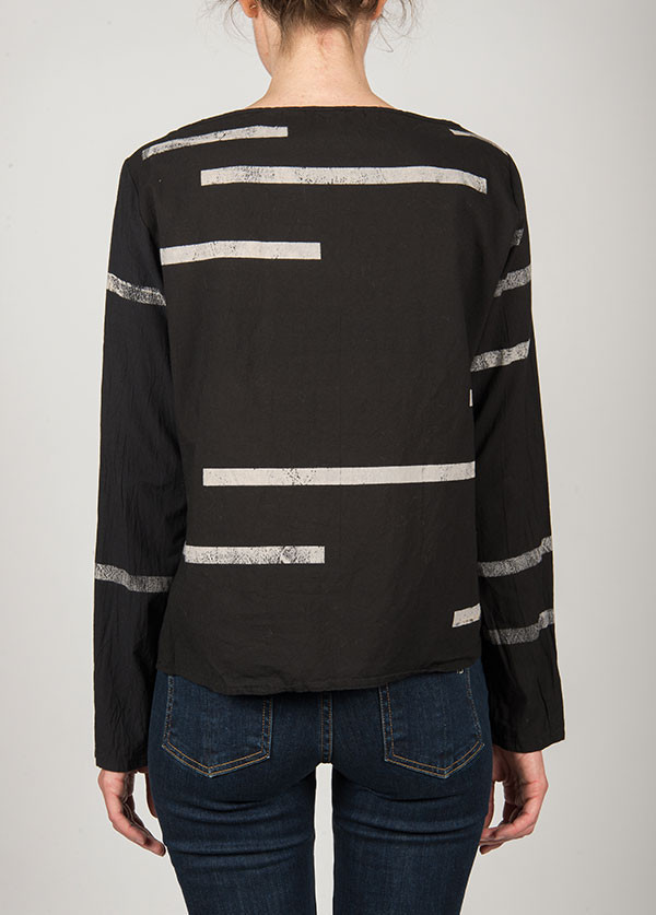 Uzi - Broken Stripe Long Sleeve Tee in Black Uzi - Broken Stripe Long Sleeve Tee in Black
