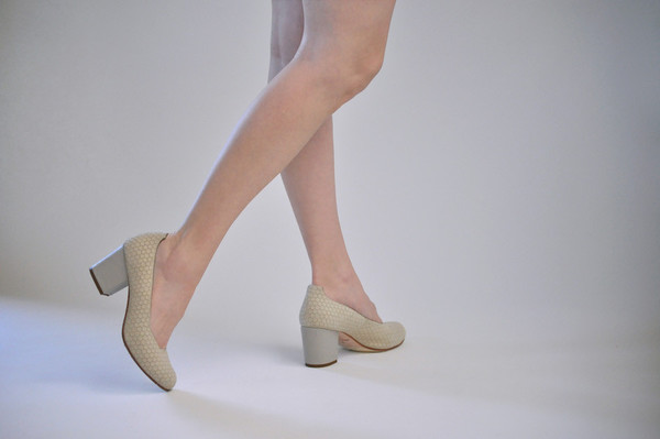 The Palatines Shoes Saturo Pump - Beige Hex Leather The Palatines Shoes Saturo Pump - Beige Hex Leather