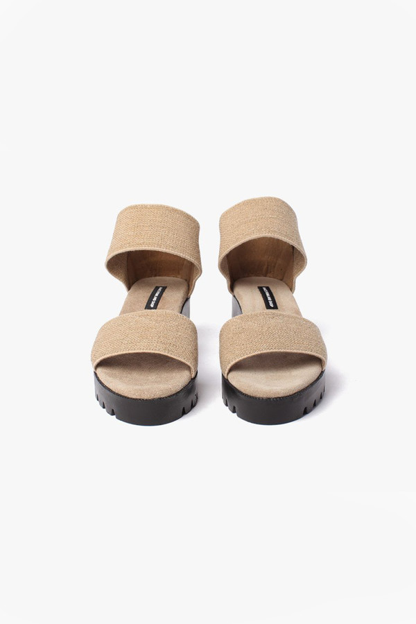 James Rowland Shop Elastic and Leather Dual Strap Sandal - Linen James Rowland Shop Elastic and Leather Dual Strap Sandal - Linen