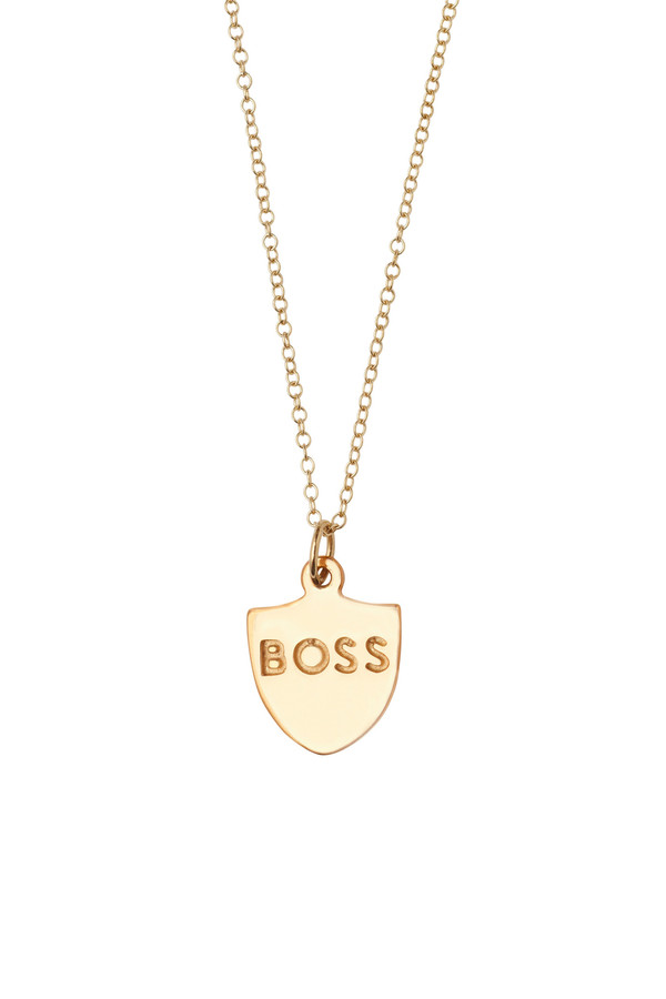 Honey & Bloom "BOSS" Pendant Necklace 14k Yellow Gold Honey & Bloom "BOSS" Pendant Necklace 14k Yellow Gold