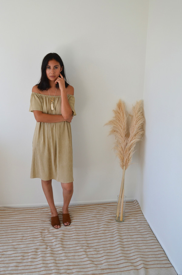 BETWEEN TEN Beverly Dress - Beige Stripe BETWEEN TEN Beverly Dress - Beige Stripe
