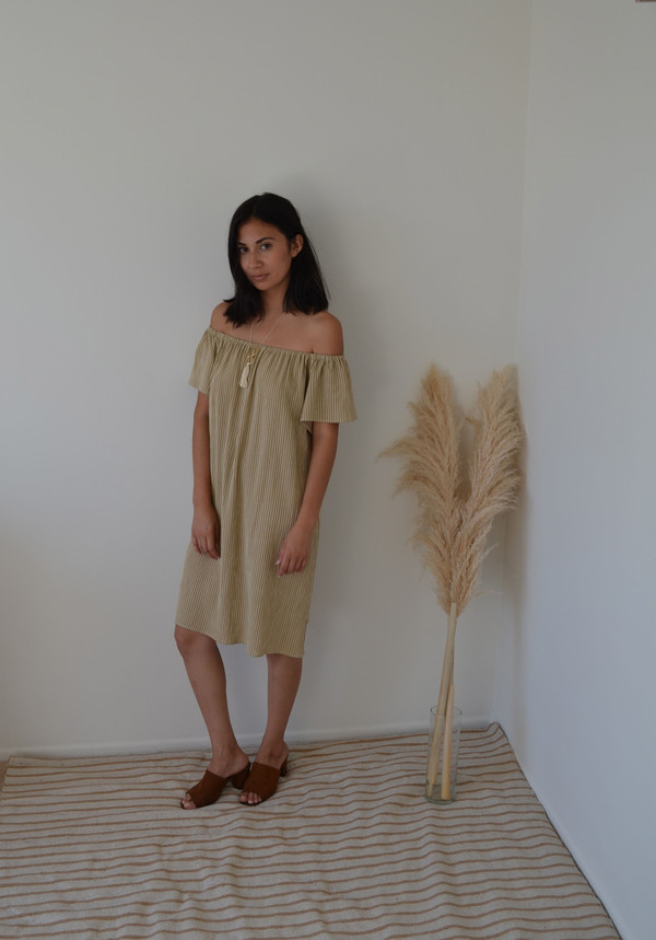 BETWEEN TEN Beverly Dress - Beige Stripe BETWEEN TEN Beverly Dress - Beige Stripe