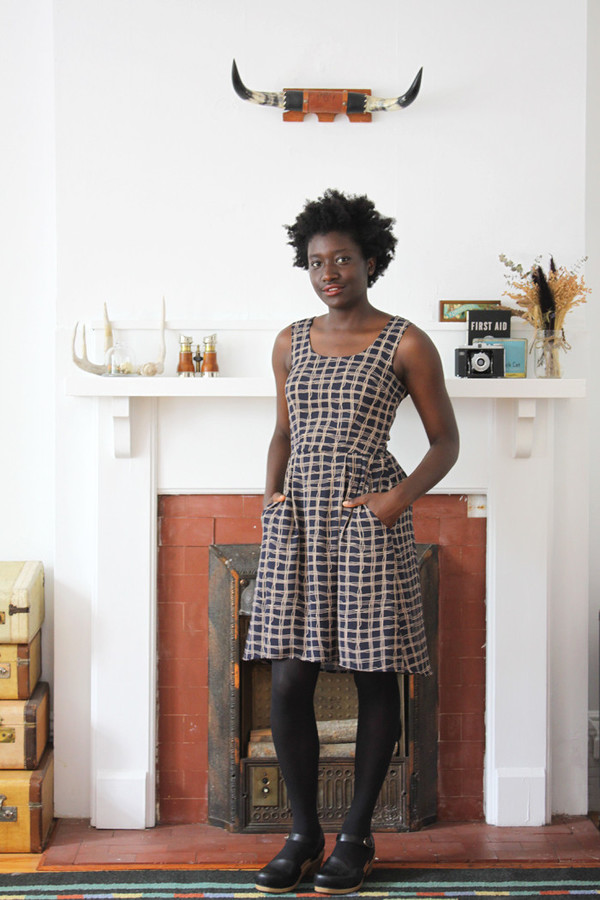 Birds of North America Huet Huet Dress (Navy Crosshatch) POP-UP SALE Birds of North America Huet Huet Dress (Navy Crosshatch) POP-UP SALE