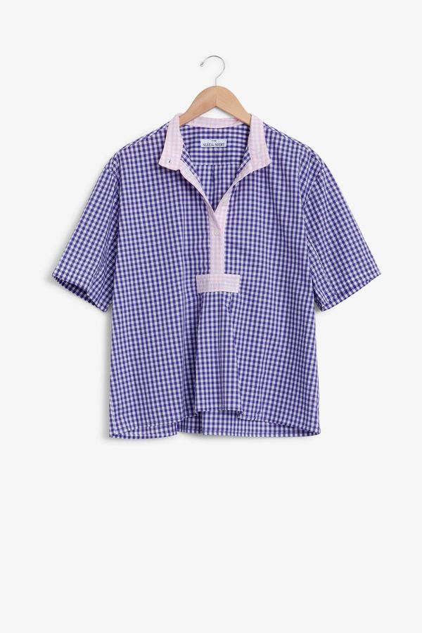 The Sleep Shirt Short Sleeve Cropped Sleep Shirt Grape Gingham The Sleep Shirt Short Sleeve Cropped Sleep Shirt Grape Gingham