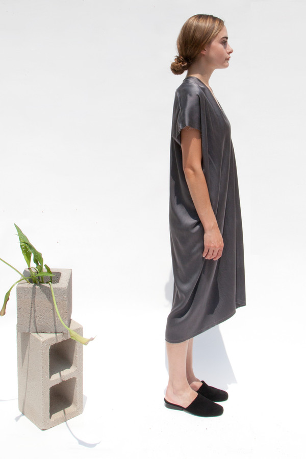 Miranda Bennett In-Stock: Everyday Dress, Silk Charmeuse in Slate Miranda Bennett In-Stock: Everyday Dress, Silk Charmeuse in Slate