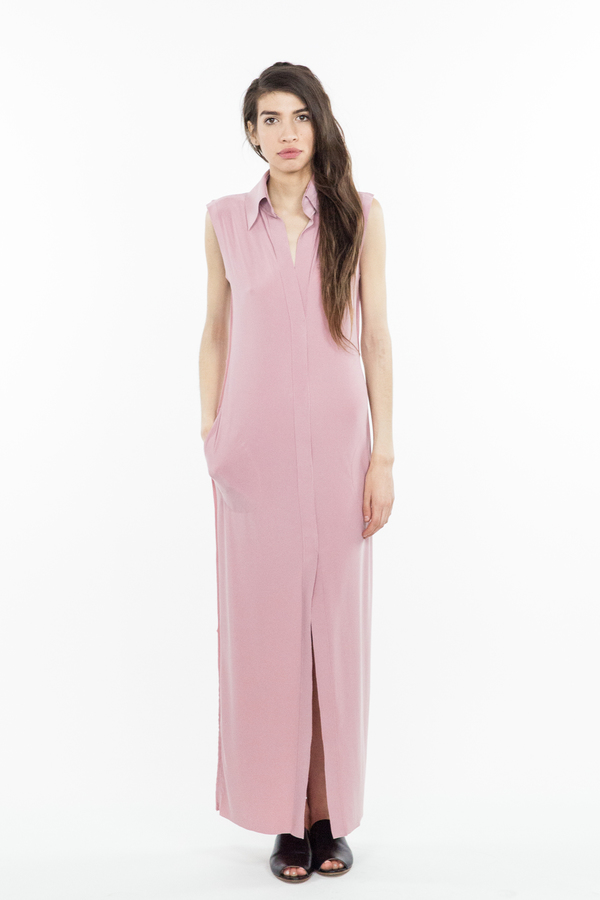 Norma Kamali Sleeveless Long NK Shirt - Pink Norma Kamali Sleeveless Long NK Shirt - Pink