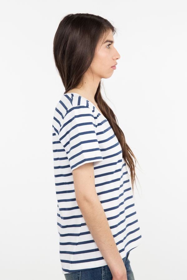 Kowtow Building Block Scoop Tee - Blue & White Stripe Kowtow Building Block Scoop Tee - Blue & White Stripe