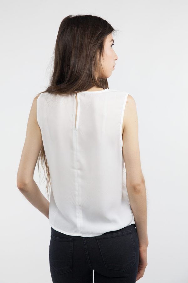 After Market Sheer Sleeveless Top - White After Market Sheer Sleeveless Top - White