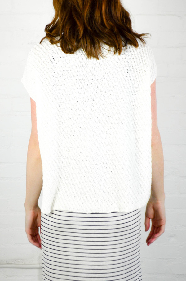 ATM Anthony Thomas Melillo ATM Ecru Diagonal Stitch Pullover top ATM Anthony Thomas Melillo ATM Ecru Diagonal Stitch Pullover top