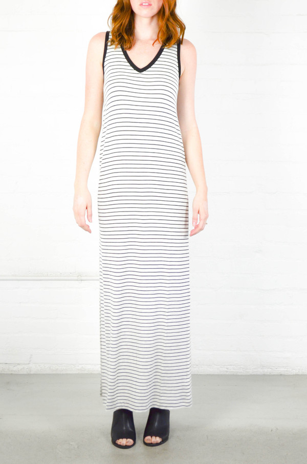 ATM Anthony Thomas Melillo ATM Striped Jersey V-Neck Maxi Dress ATM Anthony Thomas Melillo ATM Striped Jersey V-Neck Maxi Dress